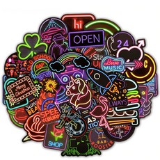 霓虹燈筆電貼紙50種套組, 1套