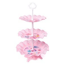 市集風三層擺盤派對托盤, 粉紅色, 1個