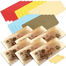 2Youngdesign 彩色直式紅包袋5款x4入 + 金色零用錢袋6入, 花鳥圖(金色信封), 1套