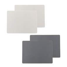 Bloom at home 素色矽膠方形餐墊 4入, 淺灰色、深灰色, 40 x 30 厘米