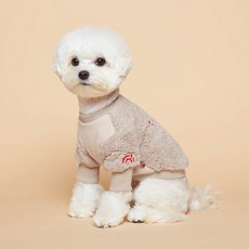 Flot 狗狗蓬鬆刷毛大學T, 米色