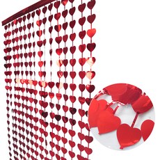 PARTYSHOW 派對裝飾 銀箔流蘇 窗簾 4入, 愛心紅