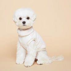 Flot 狗狗毛絨絨刷毛高領衫, 象牙白