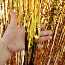 PARTYSHOW 派對裝飾 銀箔流蘇 窗簾 4入, 金色