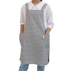 semoms 鬆緊帶式混色格紋圍裙 L, 灰色, 1個