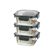 코멕스 모드니 오븐글라스 정사각 밀폐용기 520ml, 3개, 단품