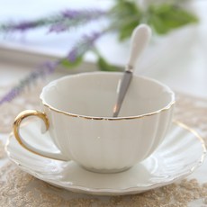 空間安愛 The Gold 波紋咖啡杯 + 杯盤 + 茶匙套組, 混合色, 1套