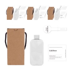 扁平PET瓶 300ml 透明蓋 + 專用盒 + 經典冷萃貼紙 + 經典冷萃24封口貼紙, 10套