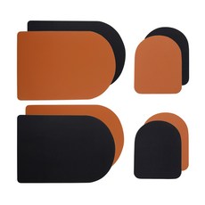 블룸엣홈 양면투톤 인조가죽 타원식탁매트 4p + 코스터 4p, 브라운, 식탁매트(43 x 30 cm), 코스터(12.5 x 10 cm), 4개
