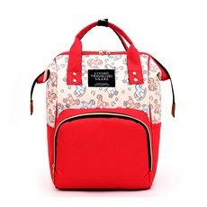 獨角獸印花多功能大容量後背包, 紅色