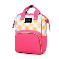 彩繪雙色雙肩後背包, 粉色