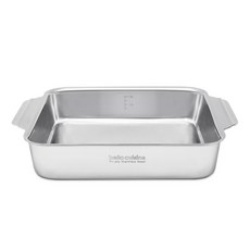 bella cuisine 電磁爐適用3層304不鏽鋼雙耳方形燉煮鍋, 21*21cm, 單色