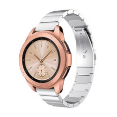 4YOU Galaxy Watch 鍊式手環 金屬錶帶 20mm 42mm 相容, 銀色, 1個
