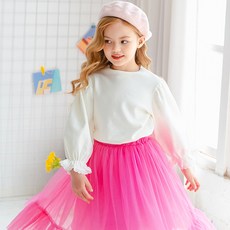 Noble Angel女童款白色皺褶雪紡衫