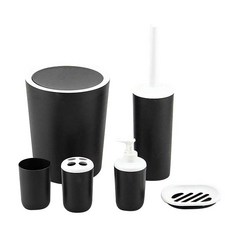 THE ZAKKA 簡單系列浴室用品 6件套黑色, 1套, 黑色