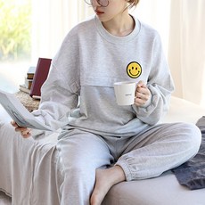 여성용 T 긴 스마일 수유복 세트