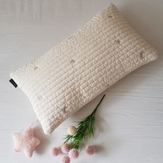 100支絎縫兒童枕套+枕芯 月亮星星刺繡, 象牙白