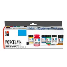 마라부 포세린물감 스타터 + 세필붓 6p 세트, 15ml, 6색