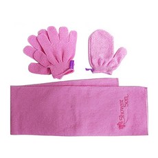 Shower Son 3J 去角質沐浴手套 3件組, 粉紅色, 1套
