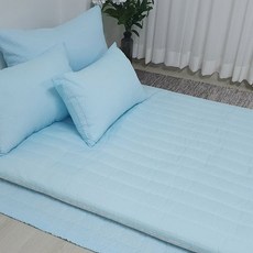 涼感被套紗套+枕頭套組, 乳木果藍