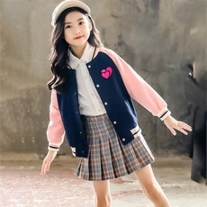 孩童愛心印花棒球外套