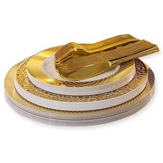 塑料豪華一次性派對盤子 50p 套裝金色, 10個