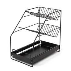 滑動抽屜型置物架 3層, 黑色