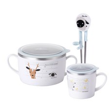 STENLOCK 史丹利 Alps Farm Friends聯名餐具 3款組 B, 混色, 碗+杯子+學習筷