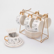 Tree Cafe London貓咪咖啡杯 250ml 6人組, 白色的, 1套