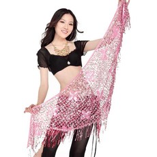 DRESSMALL 肚皮舞三角花網圍巾, 粉色的