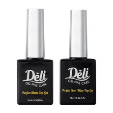 Deli Beauty 完美啞光上層凝膠 10 毫升 + 非擦拭上層凝膠 10 毫升套組, 單色, 1組