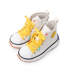 Bimbo Bimba 兒童微笑布章高筒帆布鞋+鞋帶