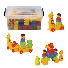 大型大積木角色拖車+收納盒包含
