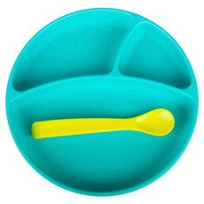 bbluv 副食品餐具組, 水藍色, 餐盤+湯匙