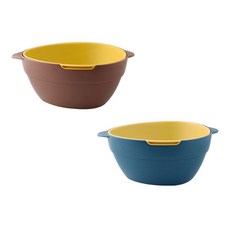 natureahn 雙層可分離式洗滌籃 2件組, 紫色 + 黃色, 藍色 + 黃色