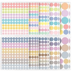 RIHOON 圓型印花貼紙 10款 各2入, 混色, 1組