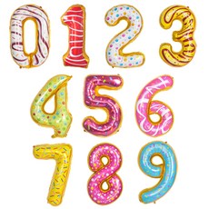甜甜圈數字錫箔氣球 中 10款, 數字0~9, 1套