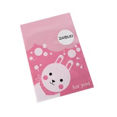 可愛包裝袋 300入 + 謝謝 圓形白色貼紙 300入, 兔子(粉紅色), 1套