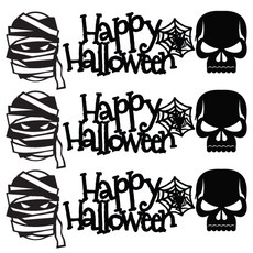 紙質Happy Halloween裝飾插牌, 骷髏與木乃伊, 3套