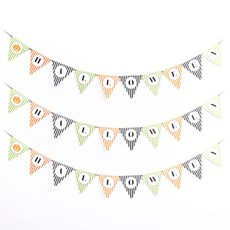 紙質萬聖節三角旗串 彩色條紋 3入, 混合色