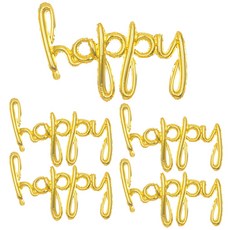 파티쇼 일체형 은박 풍선 소문자 happy, 골드, 5개