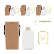 胖胖扁扁空瓶 300ml+瓶蓋 米色+貼紙 N6S 2種組, 10組