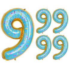 PARTYSHOW 甜甜圈數字鋁箔氣球 中, 數字9, 5個