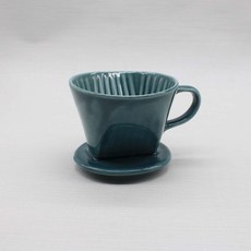 月鹽陶瓷手動咖啡濾杯, 孔雀綠, 1入