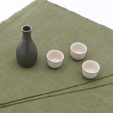 月鹽 韓國製手工陶瓷德利酒器組 灰色, 1套, 酒瓶 + 酒杯 3個