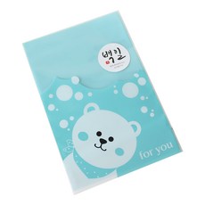 可愛袋 300p + 百日貼紙 書法體2 300p, 熊(藍色), 1套