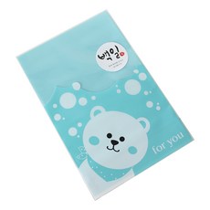 可愛袋 300p + 百日貼紙 手寫字體1 300p, 熊(藍色), 1套