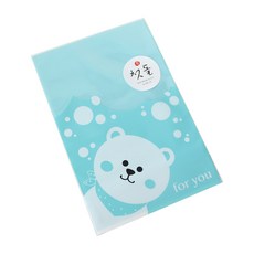 可愛袋 300入 + 週歲貼紙 手寫字體2 300入, 熊(藍色), 1套