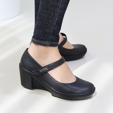 J-shoe GISSE 手工羊皮女士瑪莉珍楔型跟淺口鞋