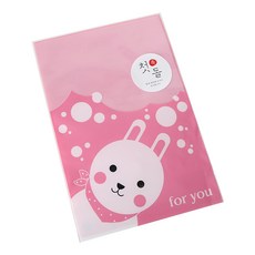 可愛袋 300入 + 周歲貼紙 韓文1 300入, 兔子(粉紅色), 1套